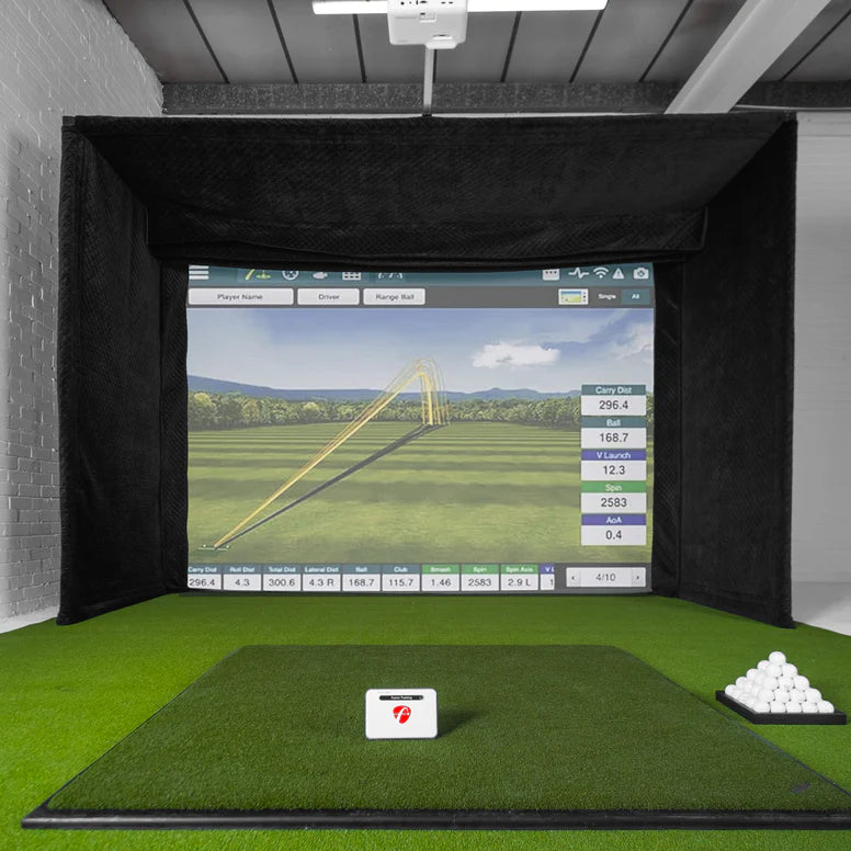 Flightscope Mevo Plus GolfBays Lux Golf Simulator Hitting Enclosure